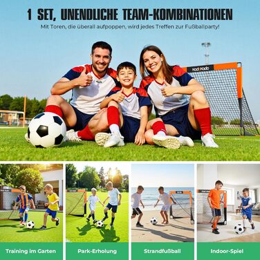 Дитячі футбольні ворота 120x90 см з сумкою для перенесення, для саду та вулиці, Pop-Up ворота з фіберскляних стержнів KD210DP