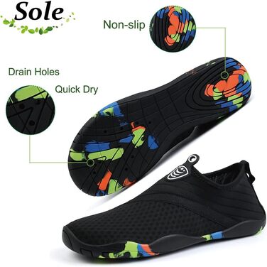 Чоловічі та жіночі аквашузи для плавання та відпочинку на воді, швидковисихаючі, легкі, дихаючі (40 EU, чорний)