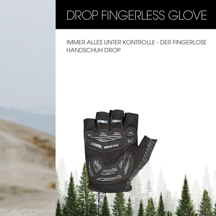 Велосипедні рукавички O'NEAL Drop V.17: безпальцеві, MTB, DH, FR, Downhill, Freeride, гель, чорний/сірий
