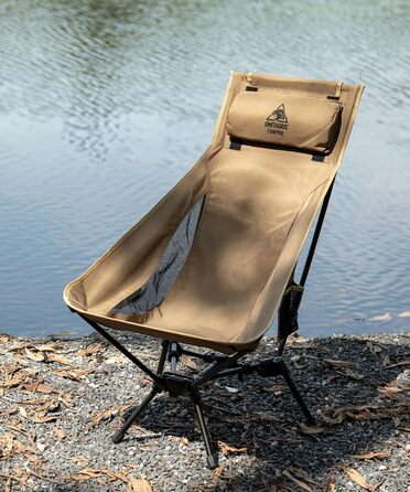 Стілець для кемпінгу OneTigris TIGERBLADE з високою спинкою, 170 кг, складний, легкий, з трикутним каркасом, для риболовлі з 2 кишенями, для відпочинку на природі, піших прогулянок, колір Койот