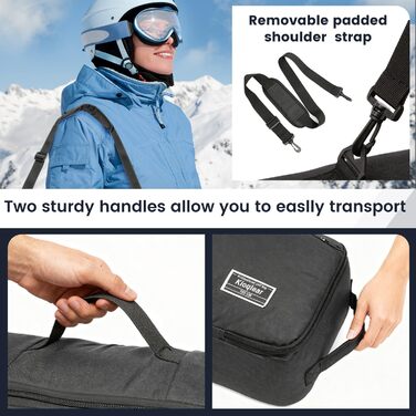 Чохол для сноуборда Kioqiear, посилений, з підкладкою, 165 см, чорний. Підходить для перевезення в літак, вміщує сноуборд, маску, рукавиці, черевики.