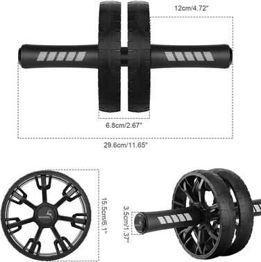 Ролер для пресу, тренажер для пресу Ab Wheel Set з килимком для колін, антиковзаюче подвійне колесо, тренування пресу для чоловіків та жінок