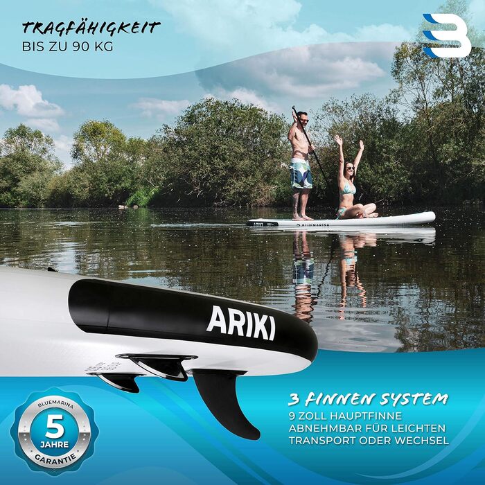 Надувна SUP-дошка Bluemarina Ariki 230x65x10 см, гарантія 5 років, набір для веслування, вантажопідйомність 90/120/140 кг