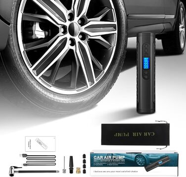 Електричний насос для велосипеда NWOUIIAY 6000 mAh з цифровим дисплеєм, 150 PSI, USB зарядка, для велосипедів, авто, мото, м'ячів. Чорний