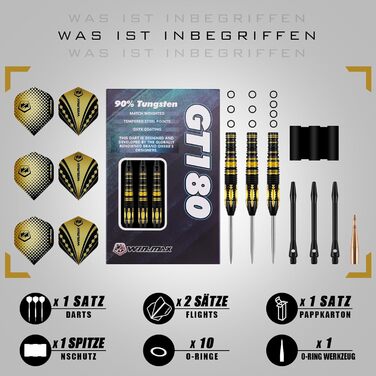 Дарти WIN.MAX Tungsten 90% (24г) з металевим наконечником - 3 шт., професійні сталеві дротики