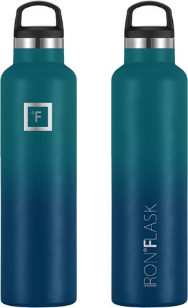Термос-бутилка IRON FLASK 710 мл, нержавіюча сталь, 3 кришки (з трубочкою), вакуумна ізоляція, для спорту, гаряче/холодне, подвійні стінки