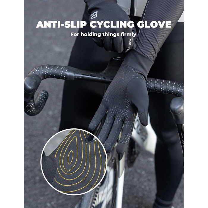 Велосипедні рукавички ROCKBROS для чоловіків та жінок з підтримкою сенсорного екрану, флісова підкладка, антиковзаюча поверхня, для їзди на велосипеді, бігу, піших прогулянок та повсякденного використання, розмір M, чорний