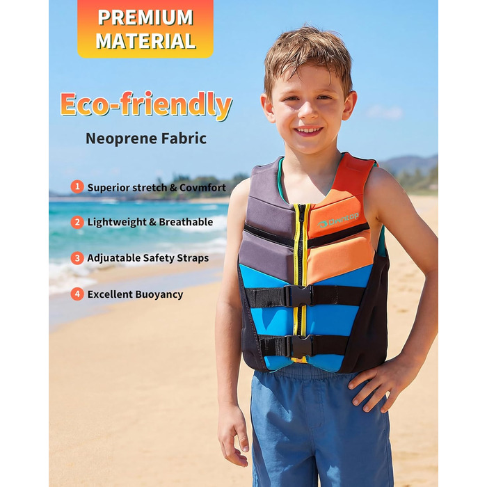 Шолом для плавання Owntop для дітей та юнаків, регульована жилет, унісекс, безпечні застібки для SUP, каякінгу, риболовлі, вітрильного спорту, багатокольоровий