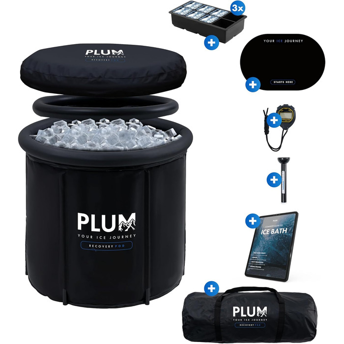 Тонна для криотерапії PLUM Eisbad XL (Ø80 см) - Комплект для криованни з аксесуарами - Складана ванна з 5 шарами ізоляції