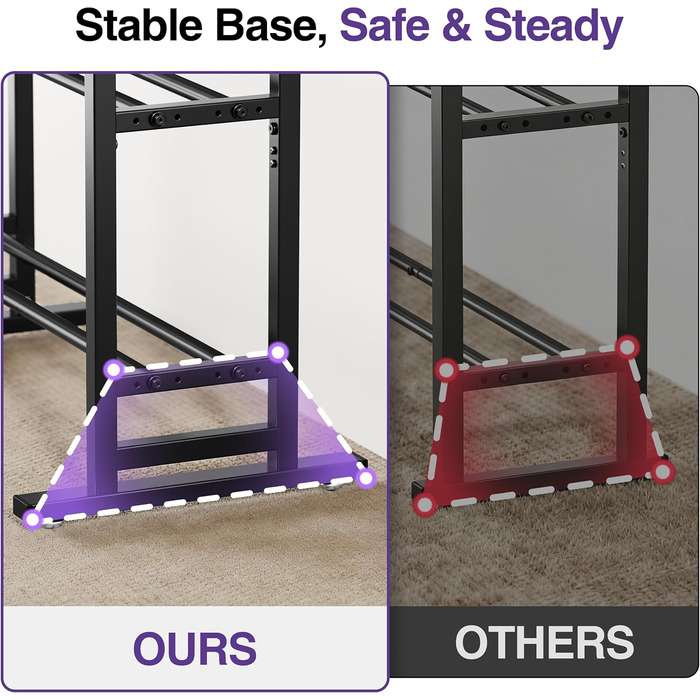 Регульована трирівнева стійка для гантелей Niffgaff з подовженим дном та бічними гачками, міцна, вантажопідйомність 204 кг, для домашньої тренажерної зали (лише стійка)