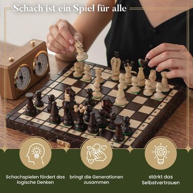Шахи ROYAL Master of Chess, дерев'яні, ручної роботи, 35 см, з фігурами, великий шаховий набір для дітей і дорослих