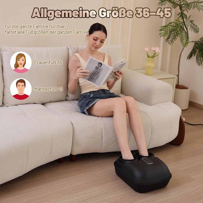 Масажер для ніг BeSokar Shiatsu з пультом, 6D-кнесірування, ролики, повітряна компресія, 3 рівні інтенсивності, теплова терапія