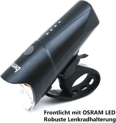 Велофара BemiX LED Set StVZO: яскраве, водонепроникне світло з акумулятором (60 Lux)