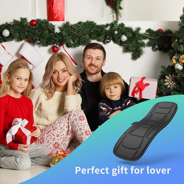 Масажер для спини Shiatsu з підігрівом, крісло-масажер для зняття стресу, глибока масажна-кнезіруюча та ролерна функція, 2 вібраційні мотори, масаж спини, талії та стегон, PU-шкіра, з 2 блоками живлення (Чорний)