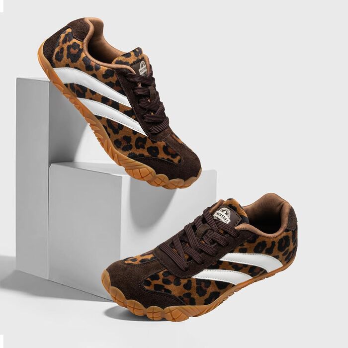 Босоніжні кросівки Retro Sneaker унісекс — легке мінімалістичне взуття для трейлу та прогулянок, дихаючі прогулянкові кросівки з антиковзаючим протектором, леопардовий принт, 40 EU