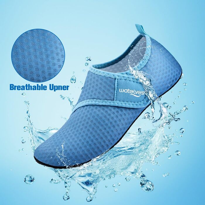 Чоботи для плавання WateLves: аквашузи, шкарпетки для води, пляжні та басейнові для чоловіків та жінок (44/45 EU, синій)