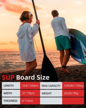 Надувний SUP Борд Abahub 320x78x15см: Комплект для Станд Ап Паддлінг, Каякінг, Риболовля. З регульованим веслом та сидінням.