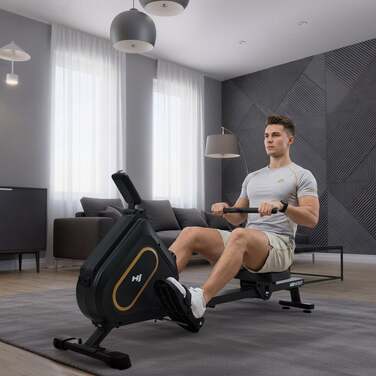 Гребний тренажер Hop-Sport HS-085R Bazel магнітний чорно-золотистий