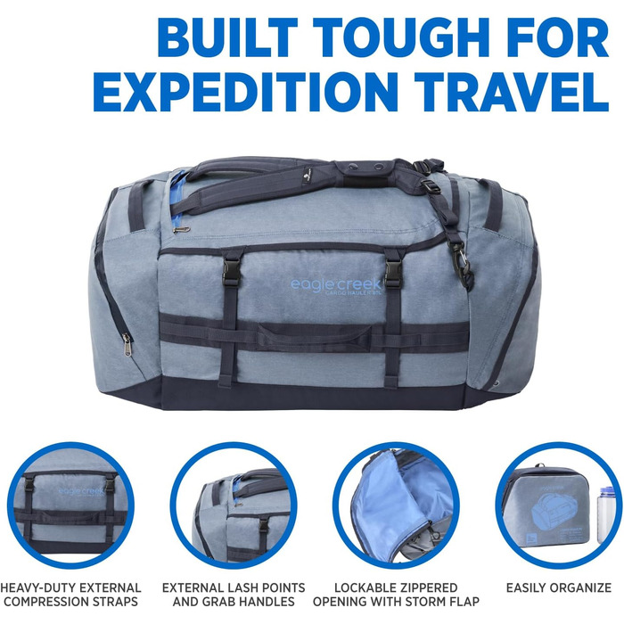 Сумка-баул Eagle Creek Cargo Hauler 90L Glacier Blue з переробленого поліестеру, водо- та зносостійка, 90 літрів