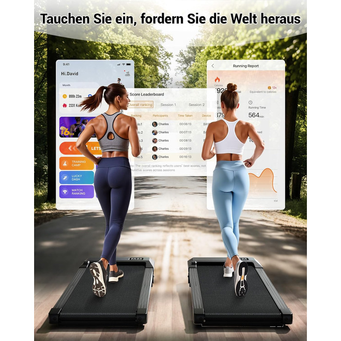 Бігова доріжка DeerRun Walking Pad під стіл з ухилом 6%, для дому та офісу, компактна, з додатком, пультом та LED-дисплеєм, до 136 кг, чорна глянцева