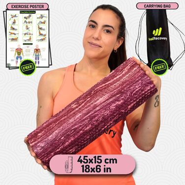 Масажний ролер Feel Recovery для фасції, м'який, для початківців, 45x15 см, EVA, середньої жорсткості, для спини, ніг, шиї, рожевий, для йоги та пілатесу
