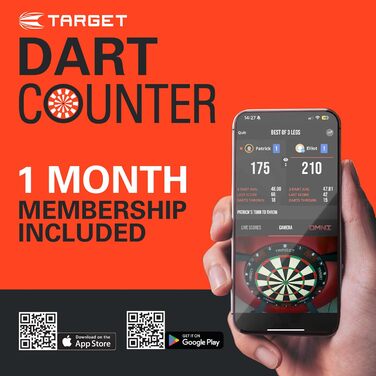 Набір дротиків Target Darts Rift: професійна сталева мішень без рамки + 2 комплекти дротиків 17г + додаток DartCounter (1 місяць)