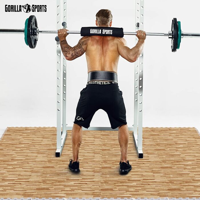 Набір захисних пазл-килимків для підлоги GORILLA SPORTS (16 шт), 60x60x1.2 см, EVA піна, під дерево, 5.76 м² — килимок для фітнесу та тренувань