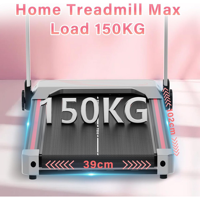 Біговий тренажер для дому з нахилом 10%, Walking Pad, складаний, 3.5HP, з Bluetooth, 12 програм, LED-дисплей, срібний