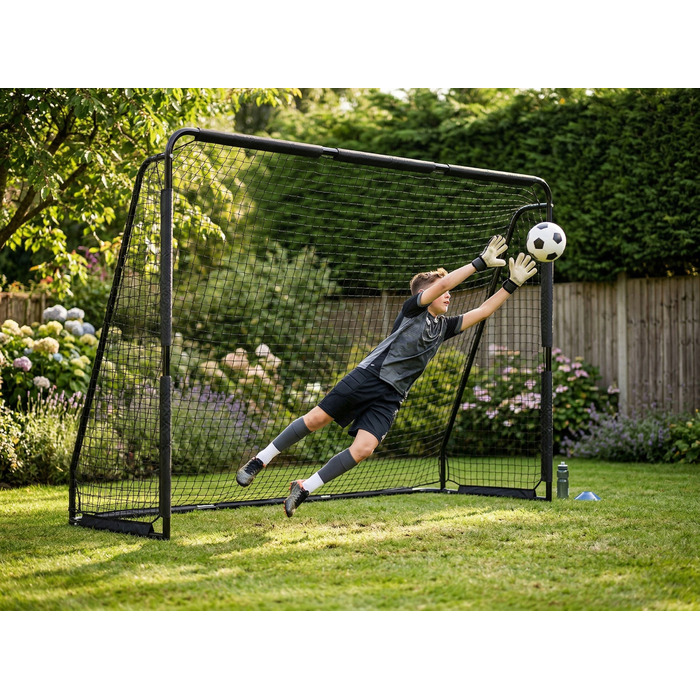 Переносні футбольні ворота Xboost, чорні, 300 x 200 x 90 см