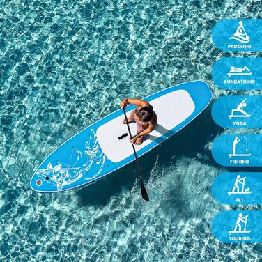 Надлегка SUP дошка FEATH-R-LITE для дорослих, широка стабільна конструкція, комплект: весло, сумка, насос, синя