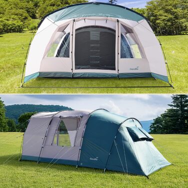 Намет Skandika Hafslo Sleeper Protect для кемпінгу 4/5/6 осіб, водонепроникний, з інтегрованим дном (5000 мм), з тамбуром, чорна спальня. Сімейний намет.
