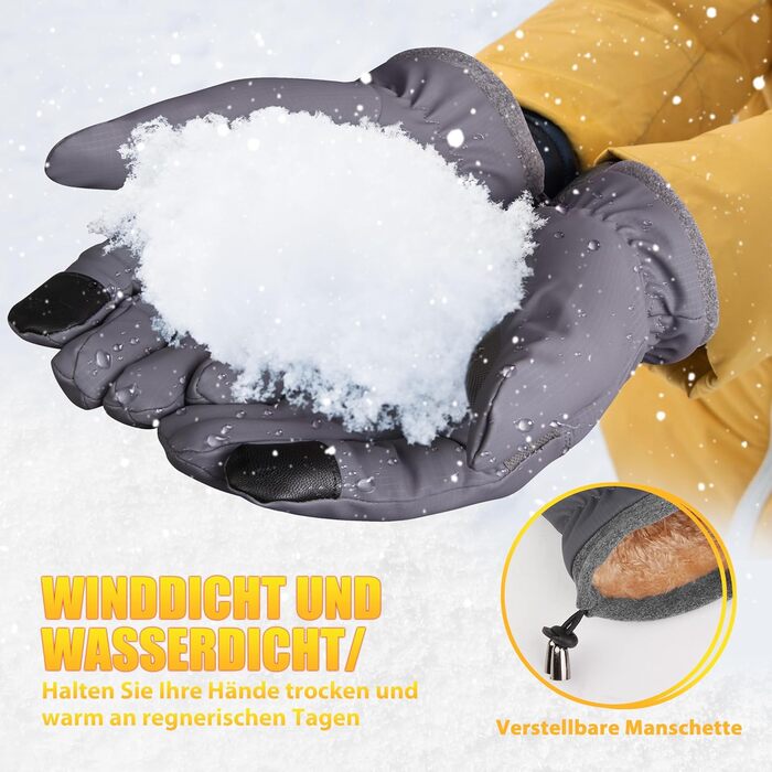 Термо рукавички для велосипеда Ihuan - теплі зимові рукавички для чоловіків та жінок, водонепроникні, ветрозащищені, спортивні, для катання на велосипеді, лижах, піших прогулянок