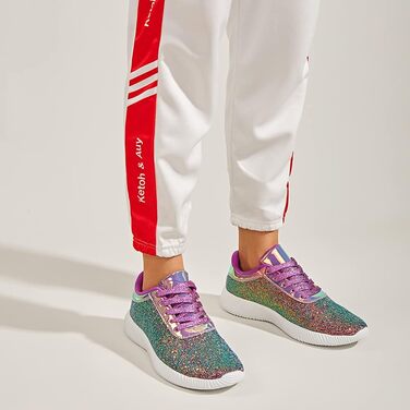 Кросівки жіночі LUCKY STEP блискучі, з паєтками та стразами, фіолетові (36 EU)