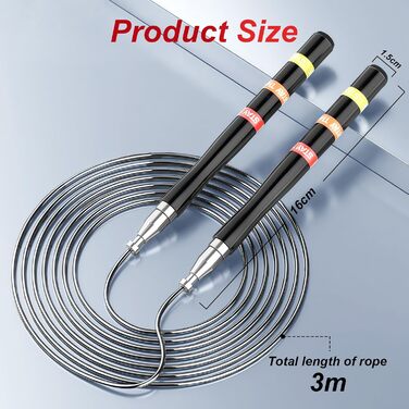 Скакалка Flintronic Speed Springseil: регульована, 300 см, з подвійним підшипником, алюмінієва ручка, для фітнесу, кросфіту, боксу та кардіо, червона