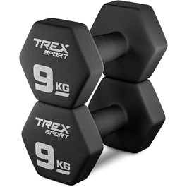 Набір неопренових гантелей TREX SPORT 2 x 9 кг для жінок і чоловіків, комплект 2 шт. (від 4 до 20 кг)