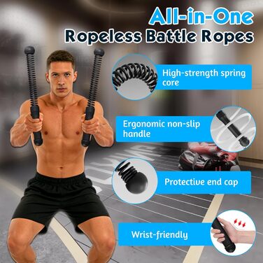 Битва-канат Battle Rope (2 шт.) для фітнесу вдома та в залі, без мотузки, для рук, корпусу, сідниць, спини та ніг