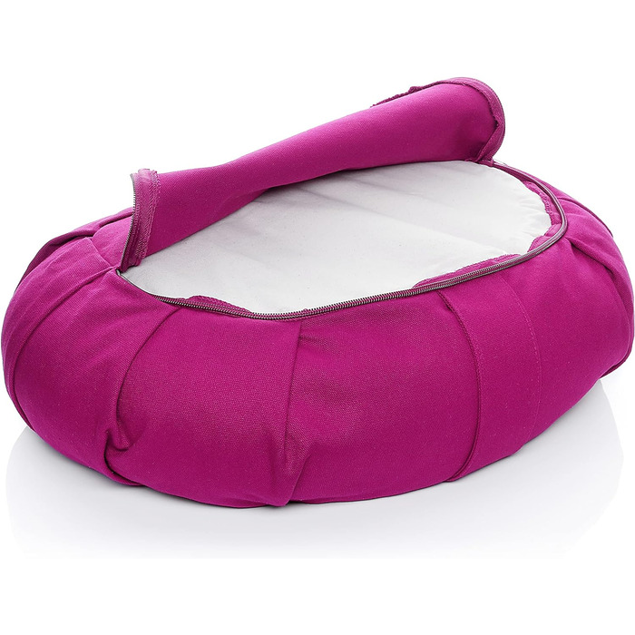 Подушка для йоги BODYMATE Halbmond 42x30x15 см, рожева - гречане лушпиння, бавовняний чохол, подушка для медитації
