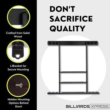 Тримач для кия для більярду Pool-Queue-Regal з 16 тримачами для куль та 6 шт. крейди, чорний