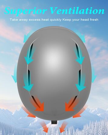 Шолом для сноуборду та лиж чоловічий/юнацький, регульований розмір, флусові навушники, вентиляційна система, сумісний зі склоначоком (Titanium metal ash, L)