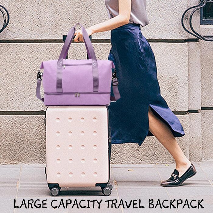 Спортивна сумка YOUYIKE для жінок та чоловіків 20-35Л, дорожня сумка з вельвету з відділенням для взуття та вологих речей, сумка для фітнесу, тренувань та подорожей (Коричнева, Лілова)