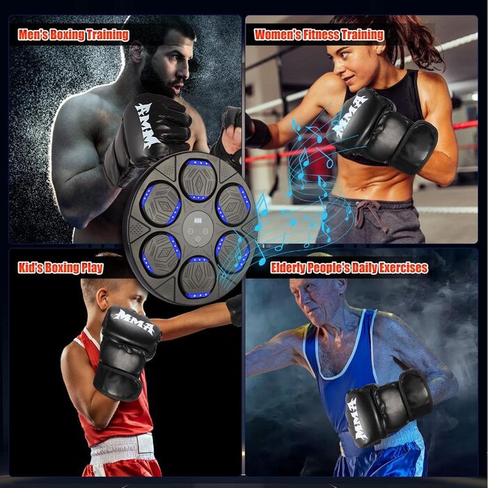 Музична боксмашина Lishetimig для стін, Bluetooth, LED-підсвітка, 7 режимів швидкості, боксерські рукавички для дорослих та дітей, тренування вдома та в офісі