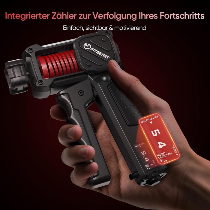 FitBeast Griffkrafttrainer 30–130LB з лічильником – регульований тренажер для рук чоловіків з великими руками, ергономічна ручка, тренування вдома та в офісі