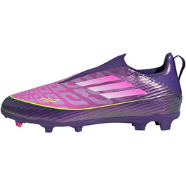 Дитячі футбольні бутси adidas F50 League без шнурівків для твердого поля (33 EU, фіолетовий, білий, лимонний)