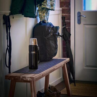 Термос сталевий King Thermosflasche блакитний 1,20л - нержавіюча сталь, абсолютно герметичний, з чашкою та ручкою, 12 год гарячий & 24 год холодний, придатний для миття в посудомийній машині, без BPA, блакитний 1200 мл