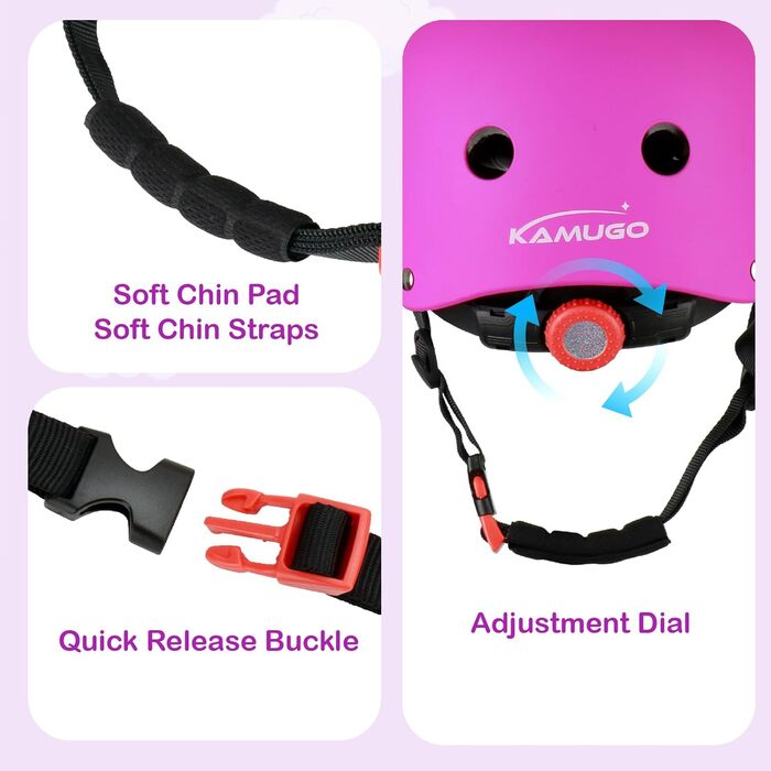 Дитячий шолом KAMUGO з захистом для колін, ліктів та зап'ясть, 2-8 років