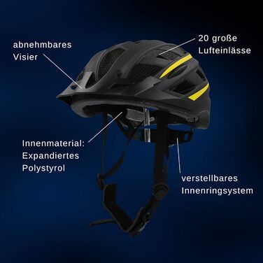 Велошолом FISCHER Urban Lano S/M 52-59 см, унісекс, чорний-жовтий