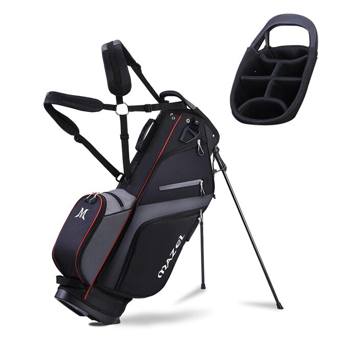 Гольф-сумка MAZEL з 6-ма перегородками, 7 водонепроникними кишенями, великим об'ємом, водонепроникним матеріалом та товстим підпоясом, легка (чорна)