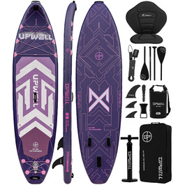 SUP-дошка Upwell 350x89 см з сидінням, надувна дошка для SUP-серфінгу (2+1) для дорослих та підлітків, фіолетова. Комплект: рюкзак, весло, ліш, насос, плавники.