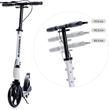 Самокат Blackwheels Orio Cityroller 200мм, складаний, білий - алюмінієвий, з регулюванням висоти, ABEC 7, для підлітків та дорослих