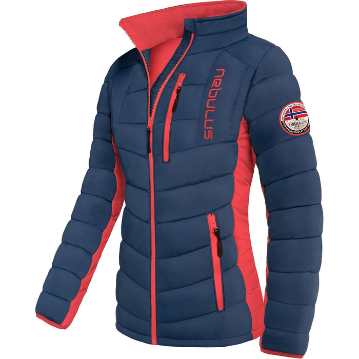 Жіноча куртка Nebuus GRAFFITY: тепла, практична та універсальна для осені та зими (S, темно-синій/червоний)